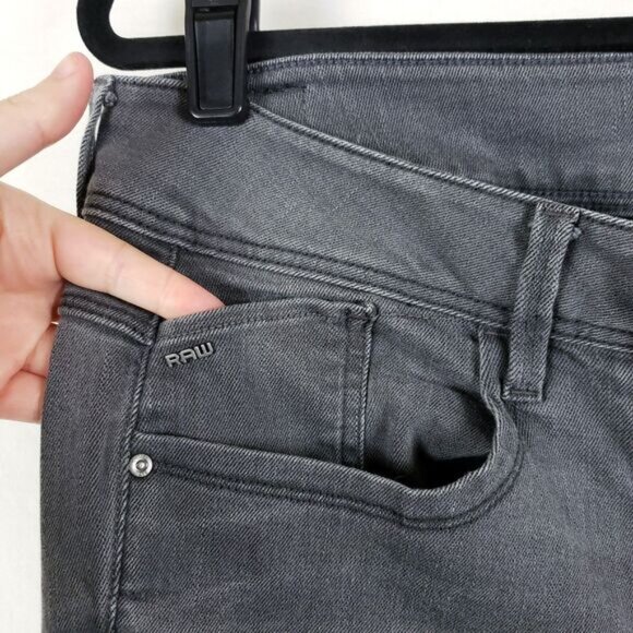 G-Star Jeans Lynn Skinny Low Rise Gray Womens 32L? (US 14) Grunge Moto Urban - Picture 3 of 10